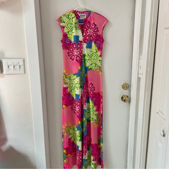 Vintage 60s 70’s Collector’s Items ANNE FOGARTY Bright Summer Maxi Dress Size 10 - Picture 1 of 4